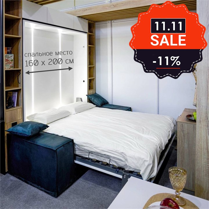 Кровать-трансформер 160х200 + стеллажи и антресоли: Комплект №4 1745