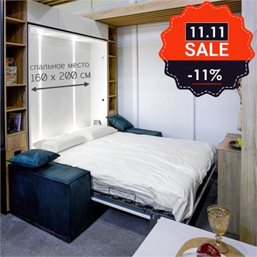 Кровать-трансформер 160х200 + стеллажи и антресоли: Комплект №4 1745